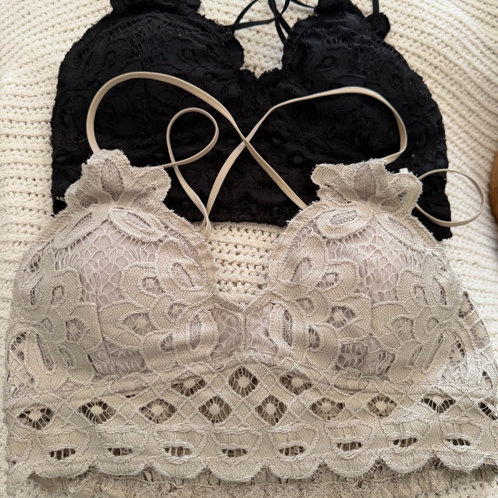 Wishlist Lace Bralette Duo - Black and Cream